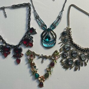 Lot of 4 Statement Fashion Jewelry Bib Necklaces